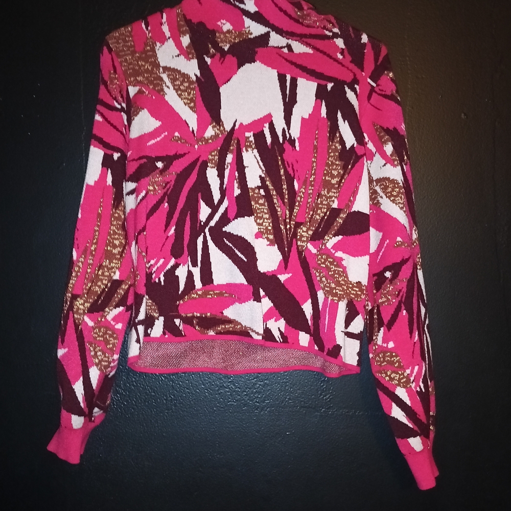 Women's Pink Printed Knit Sweater